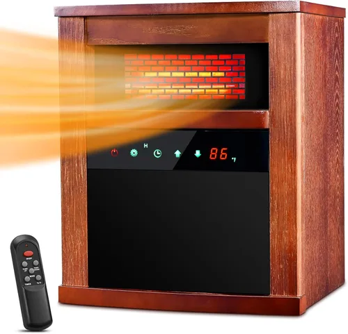 Air Choice Calentador de espacio eléctrico, calentador infrarrojo de 1500 W con 3 modos de calefacción, termostato, control remoto y temporizador de