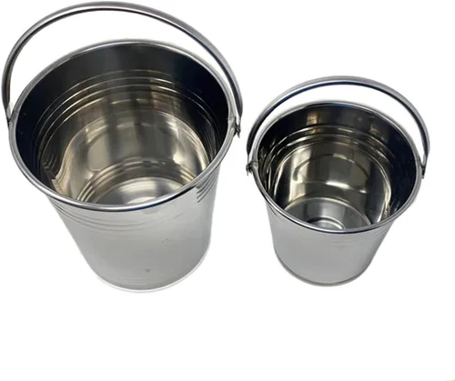 Miniatura 6 de Juego de 2 cubos de hielo multifuncionales de acero inoxidable con asas, contenedor portátil para enfriadores de vino para bares, fiestas, camping