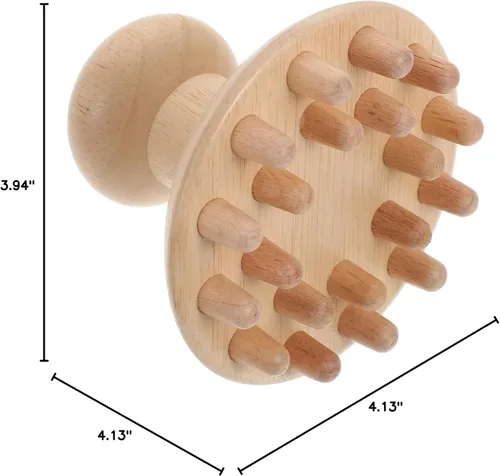 Miniatura 10 de EXCEART Peine de masaje de madera de 4.13 pulgadas portátil para cuero cabelludo y cuerpo masajeador con diseño único de acupuntura herramienta