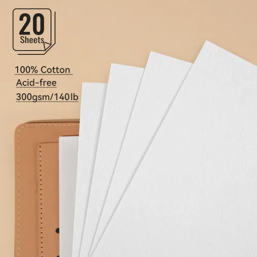 Miniatura 2 de Libro de bocetos de acuarela Lightwish, papel de acuarela 100% algodón sin ácidos, 300 gsm/140 lb papel de acuarela prensado en frío para artistas