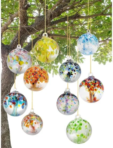 Miniatura 2 de Dale Tiffany Vidrio soplado a mano, 8 pulgadas de diámetro celta, colección árbol de la vida, globo de bruja colgante jardín interior/exterior