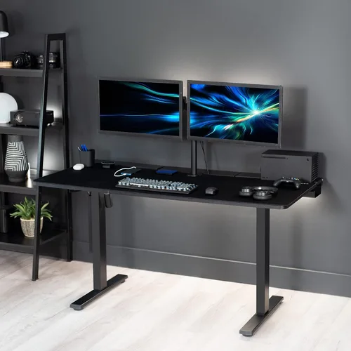 Miniatura 9 de VIVO Mesa universal de 60 x 30 pulgadas con bandejas de cables ocultas integradas para estándares y marcos de escritorio para sentarse a estar
