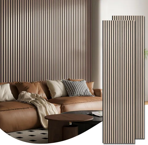 Miniatura 16 de Art3d Paquete de 2 paneles acústicos de listones de madera de 94.5 x 24 pulgadas para pared y techo - 31 pies cuadrados Panel acústico 3D estriado