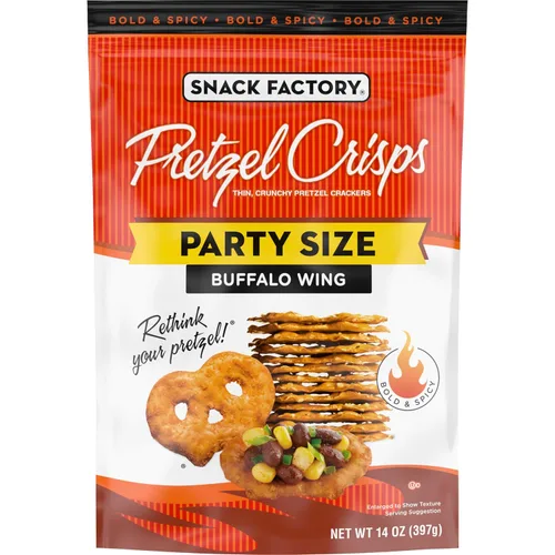 Miniatura 10 de Papas fritas de pretzel Buffalo Wing de Snack Factory, sin OGM, bolsa resellable de 7.2 onzas
