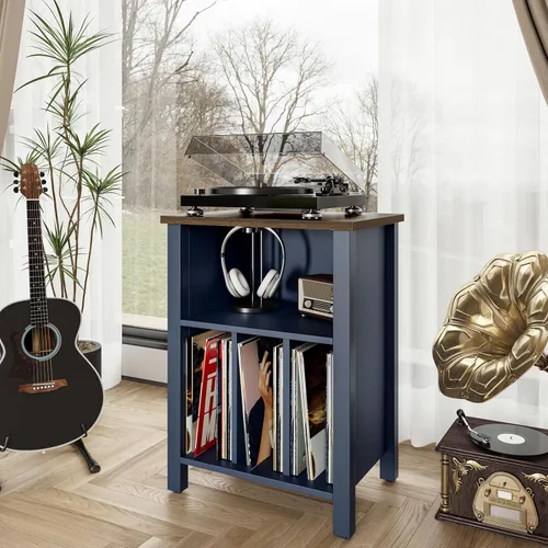 Miniatura 7 de LIDYUK Soporte para tocadiscos, mesa auxiliar de almacenamiento de discos de vinilo con estante de exhibición con capacidad para hasta 130 álbumes