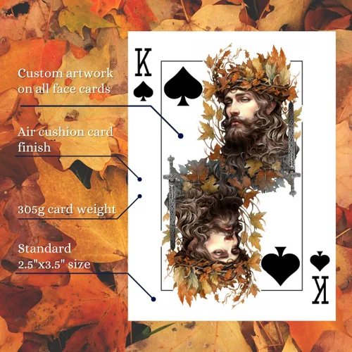 Miniatura 3 de Naipes Autumn Maiden, cubierta de tamaño de póquer de fantasía, cubierta temática de otoño, cartas de coleccionista únicas