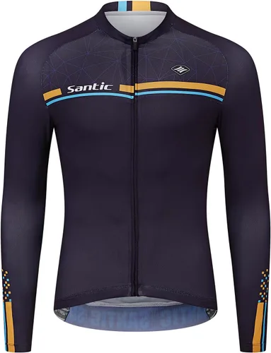 Miniatura 14 de Santic - Camiseta de ciclismo para hombre, manga larga, reflejante, cremallera completa, con bolsillos
