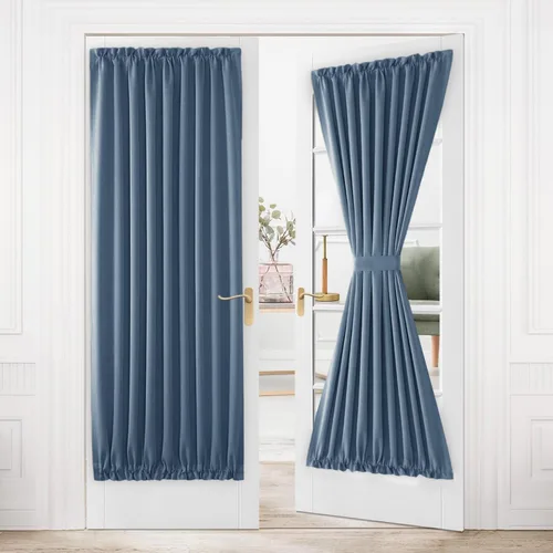 Miniatura 117 de DWCN Cortinas para puerta francesa: cortina térmica con bolsillo para barra para puertas con ventana de vidrio, puertas de cocina y patio