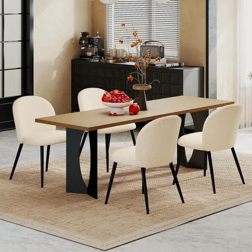 Miniatura 8 de Juego de 2 sillas de comedor tapizadas, modernas sillas auxiliares de cocina con asiento acolchado, cómodas patas de estudio de tela de felpilla