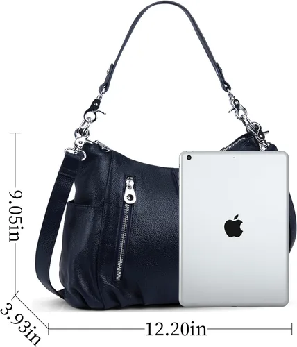 Miniatura 4 de HESHE Monederos de cuero genuino para mujer, bolso de hombro Hobo, bolso cruzado, bolsos de diseñador para damas