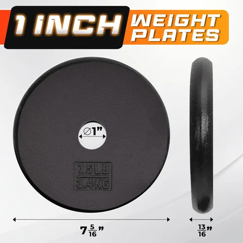Miniatura 2 de Yes4All Standard Weight Plates, 1-Inch Cast Iron Barbell Weights, Wide Range 5–50 LB, Ideal for Strength Training & Workout Routine, Available in
