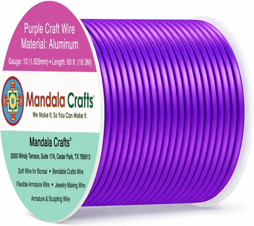 Miniatura 208 de Mandala Crafts - Alambre de aluminio anodizado de 8 calibre para hacer joyas - 9.75 m de alambre flexible negro colorido - Flexible para bonsái