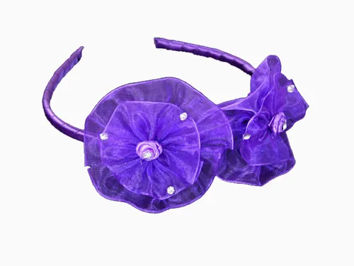 Miniatura 4 de Diadema de organza con lazo y diamantes de imitación (borgoña)