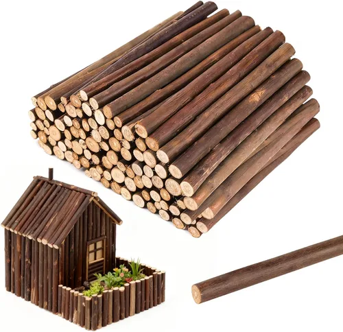 Miniatura 8 de FSWCCK 100 palitos de manualidades, 4 pulgadas de largo, 0.3-0.5 pulgadas de diámetro, ramas de abedul naturales, mini troncos de madera