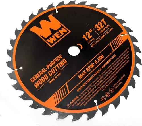 Miniatura 5 de WEN BL1232-2 - Juego de hojas de sierra profesional para carpintería de 12 pulgadas, 32 dientes y 80 dientes con punta de carburo, 2
