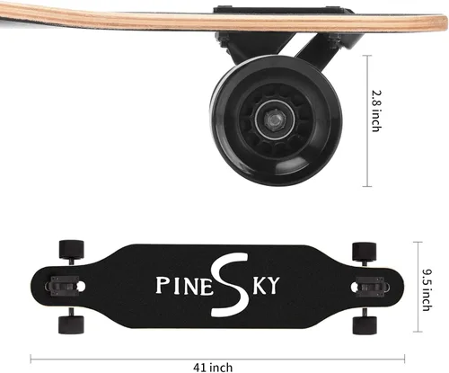 Miniatura 3 de Patineta longboard de 41 pulgadas, 8 capas, de arce natural, patineta completa para andar, cortar, hacer estilo libre y descender colinas