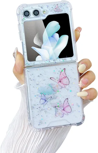 Miniatura 7 de Compatible con Samsung Galaxy Flip 4, funda transparente con flores secas prensadas, para mujeres y niñas, TPU suave a prueba de golpes, funda
