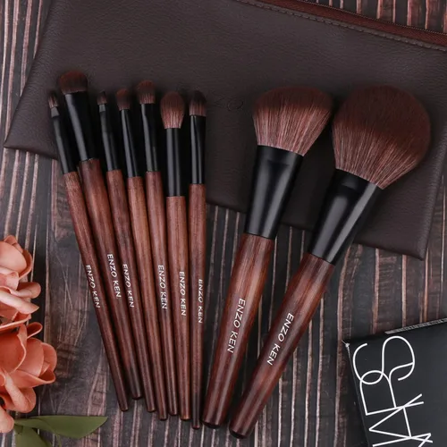 Miniatura 2 de Juego de brochas de maquillaje de bambú profesional, juego de brochas de maquillaje Sable con estuche de Luxury ENZO KEN, juego de brochas