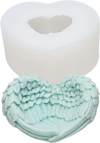 MIMIRACLE Molde de silicona con alas de ángel, moldes hechos a mano, moldes de piedra aromática, molde para pastel, molde de jabón, caja de