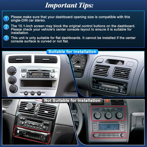 Miniatura 6 de [2G+64G] Radio de coche Bluetooth de 10.1 pulgadas con Bluetooth inalámbrico Apple Carplay Android Auto, pantalla táctil giratoria Receptores