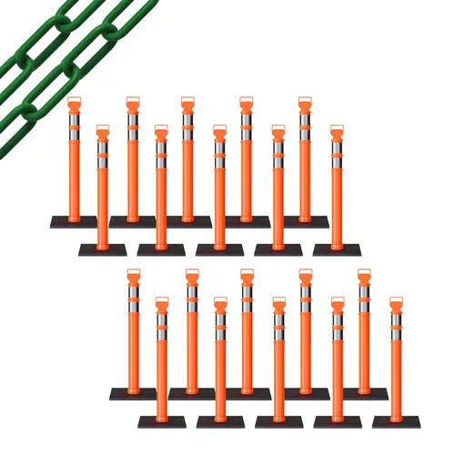 Miniatura 66 de Trafford Industrial - Juego de 20 postes de delineador de 45 pulgadas, collares reflectantes de 3 pulgadas, base de goma de 10 libras