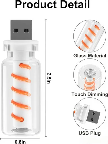 Miniatura 5 de Luz nocturna USB para automóvil, lámpara de filamento LED retro regulable táctil, mini luz ambiental USB para interior de vehículo, dormitorio