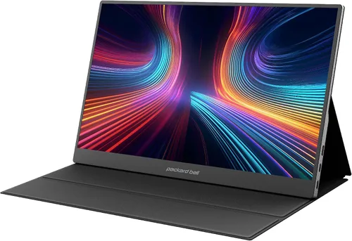 Packard Bell Monitor portátil FHD 1080P de 15.6 pulgadas, pantalla IPS ultradelgada con USB-C y HDMI, cubierta inteligente y altavoces, HDR, Plug &