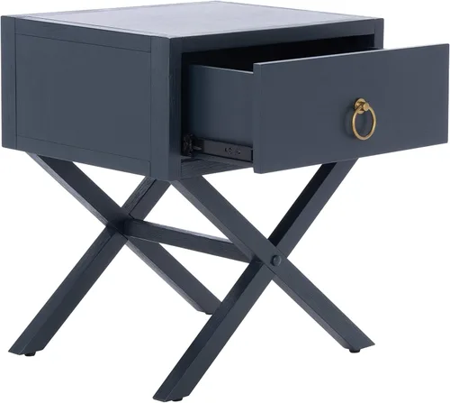 Miniatura 11 de SAFAVIEH Muebles - Mesita de noche Sadie de 1 cajón - Antiguo y blanco - Madera - Diseño de herrajes dorados glamorosos - Ideal para dormitorio, 19
