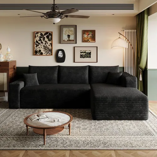 Sofá modular en forma de L de 96 pulgadas con diván, moderno y cómodo sofá de pana para sala de estar, sofá de espuma viscoelástica, no requiere