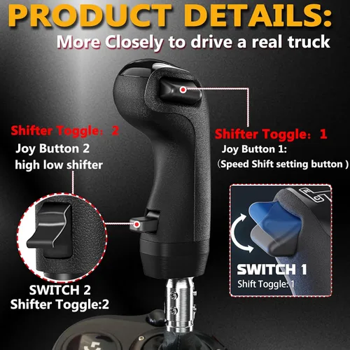Miniatura 2 de Obokidly Upgrade USB Gearshift Knob Modification Steering Wheels Accessories Support G29 G27 G25 Compatible with PC for ATS & ETS2 Racing Shifter