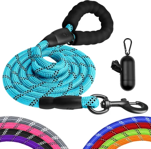 Correa de perro resistente para perros de raza grande, mediana y pequeña, correa de perro reflectante con asa cómoda, correas de cuerda para