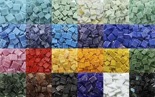 Miniatura 7 de Lanyani Azulejos de mosaico de vidrio metálico de 3/4 de pulgada, variedad de colores mezclados, cuadrados vítreos, piezas de mosaico para Vitreous