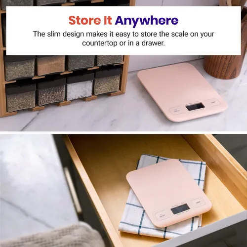 Miniatura 6 de Etekcity - Báscula digital de cocina para alimentos, mide gramos y onzas, para perder peso, repostería, cocinar, dieta keto y preparación de Rosa