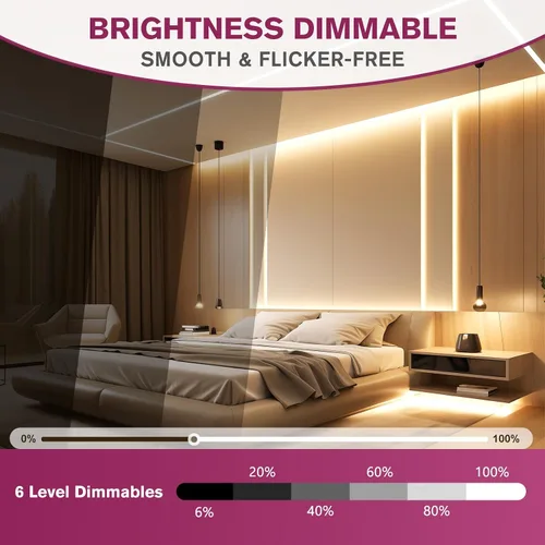 Miniatura 6 de EMITEVER COB Tira de luz LED sintonizable blanca 2700K-6500K, kit de cinta LED CCT regulable de 24 V de 16.4 pies, alta densidad 3200 LED CRI90+