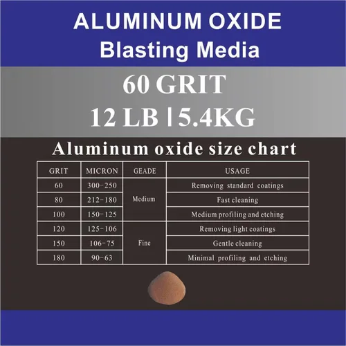 Miniatura 2 de Óxido de aluminio – 12 libras – Medios abrasivos de chorro de arena media a fina para gabinetes de voladura o pistolas de granallado. Grano #60
