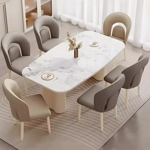 Miniatura 2 de YVYKFZD Leather Dining Chairs, Kitchen Chairs Set with Curved Back, Upholstered Dining Room Chair, Armless Comfy Side Chair, for Living Room