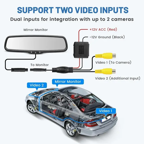 Miniatura 6 de EWAY Para Toyota Tundra 2007-2014 4.3 "Monitor de espejo retrovisor con manija del portón trasero Kit de cámara de respaldo Estacionamiento