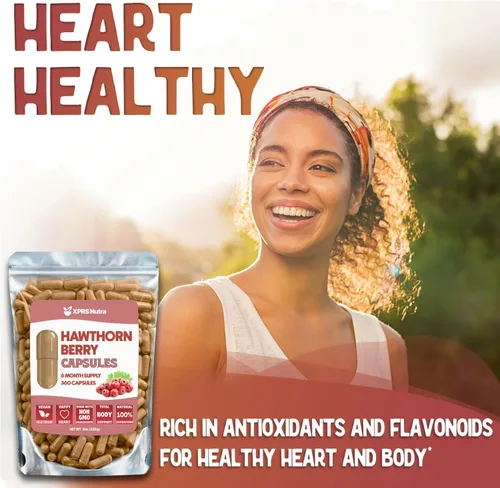 Miniatura 2 de Hawthorn Berry Cápsulas en polvo – 360 unidades (suministro para 6 meses) – Cápsulas de bayas de espino premium para apoyo cardiovascular – Polvo