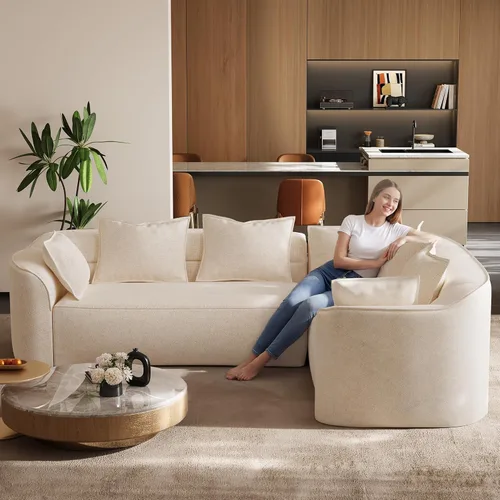 Miniatura 6 de OUYESSIR Sofá modular de gran tamaño de 111 pulgadas para sala de estar, sofá moderno de felpilla de lujo de 4 plazas, asiento extra profundo, sofá