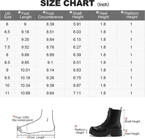 Miniatura 7 de mysoft Women's Combat Boots Platform Chunky Low Heel Lace Up Ankle Booties With Side Zipper Shoes