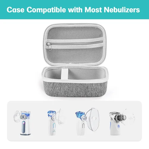 Miniatura 4 de ProCase Estuche de transporte para nebulizador portátil, máquina nebulizadora de mano para adultos y niños, bolsa de almacenamiento rígida con Gris