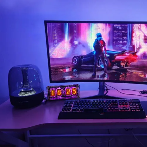 Miniatura 3 de Reloj de Tubo Luminoso - Reloj de Tubo Nixie Retro con Pantalla Digital, Luz RGB, Perfecto para Decoración de Escritorio y Habitación, Regalo