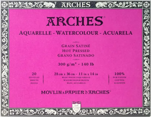 Miniatura 16 de Bloque de papel acuarela Arches, prensado en frío, 8" x 10", 140 libras
