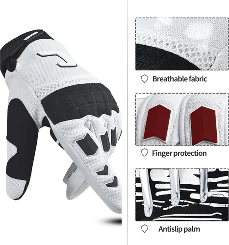 Miniatura 2 de Guantes para bicicleta de montaña, motocross y ATV para hombres - Guantes de pantalla táctil de dedo completo para ciclismo, BMX, MTB y MX