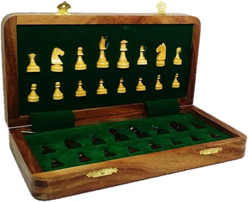 Miniatura 3 de RoyalChessMall-Juego de ajedrez magnético de madera de 10 pulgadas de palisandro dorado