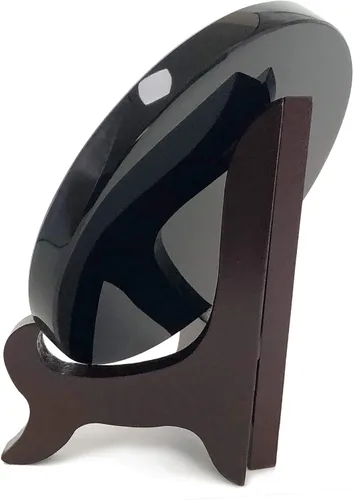 Miniatura 5 de Polar Jade Espejo de adivinación de obsidiana negra (3.937 in / 4 pulgadas con soporte de madera)