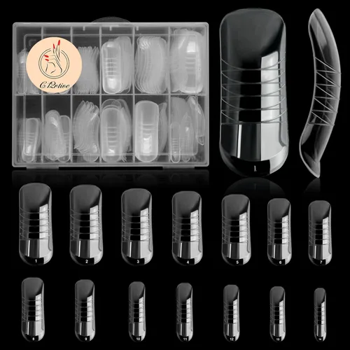 Miniatura 8 de 120 formas de uñas dobles, extensión larga de almendra, formas de uñas de poligel, cobertura completa, moldes de uñas reutilizables, 12 tamaños