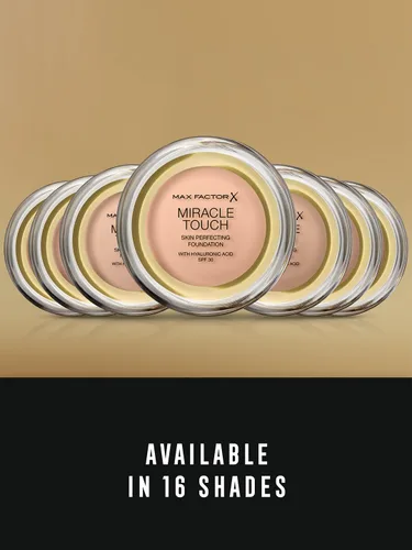 Miniatura 5 de Max Factor Miracle Touch Foundation, fórmula nueva y mejorada, SPF 30 y ácido hialurónico, almendra tostada 97 97 Almendra tostada