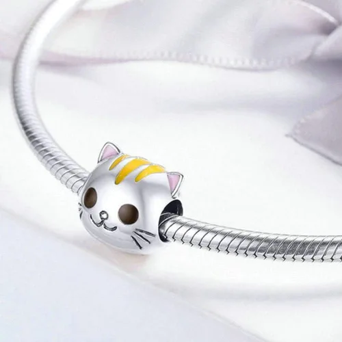 Miniatura 4 de Abalorio de gato de plata de ley 925 con diseño de animales para pulsera Pandora