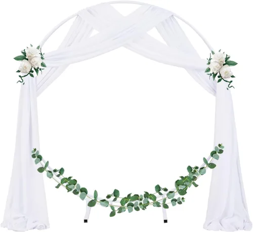 Miniatura 2 de Cortinas de tela para arco de boda Socomi 3 paneles 29" x 19 pies de gasa blanca transparente de 6 yardas para decoración de ceremonia de boda